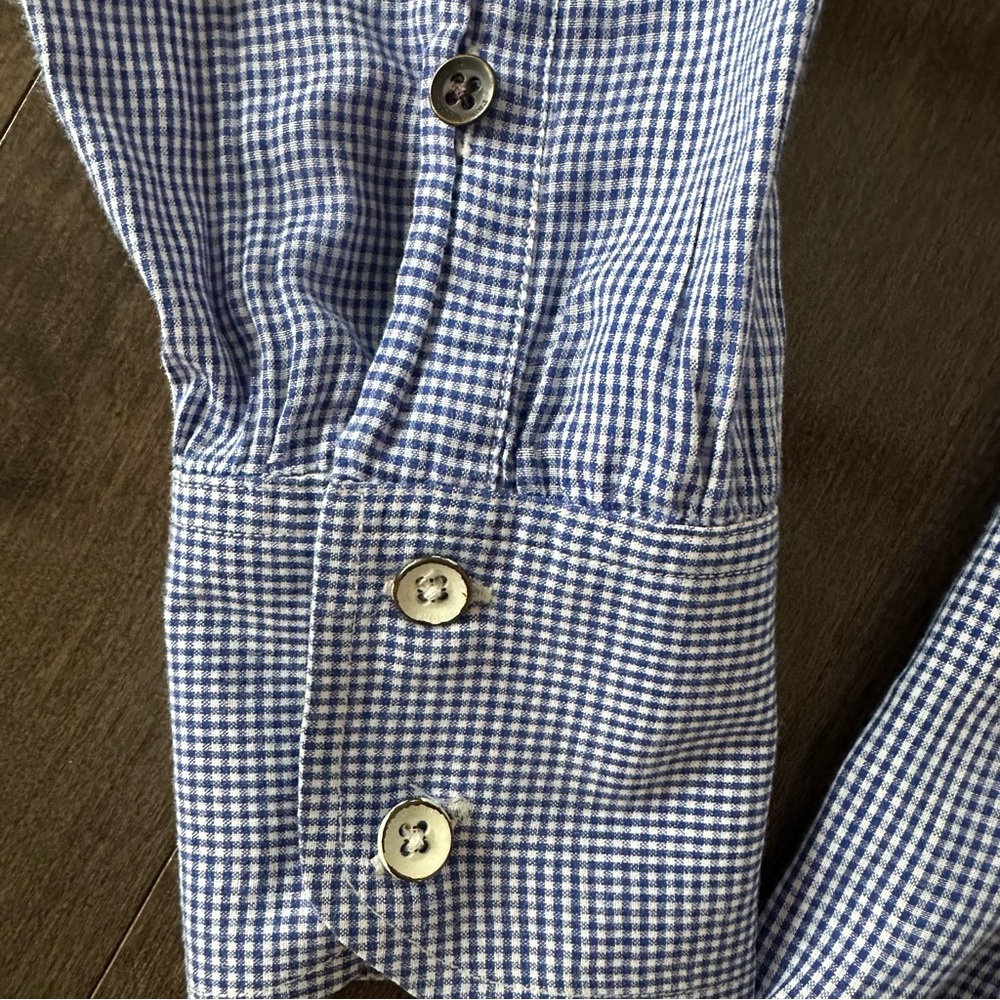 Rag & Bone Men's Botton Down Shirt Blue White Checkered Business Casual 16 - Picture 3 of 9